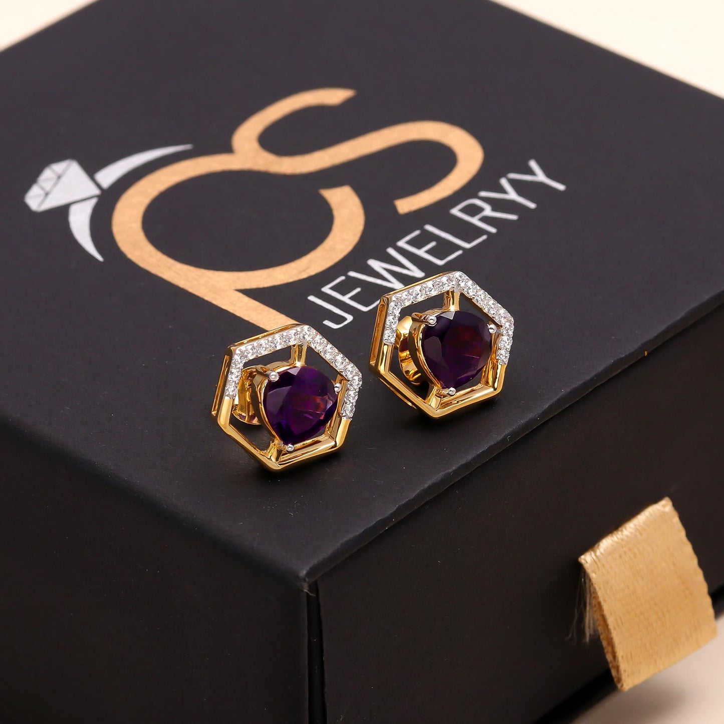 Amethyst Stud Earrings