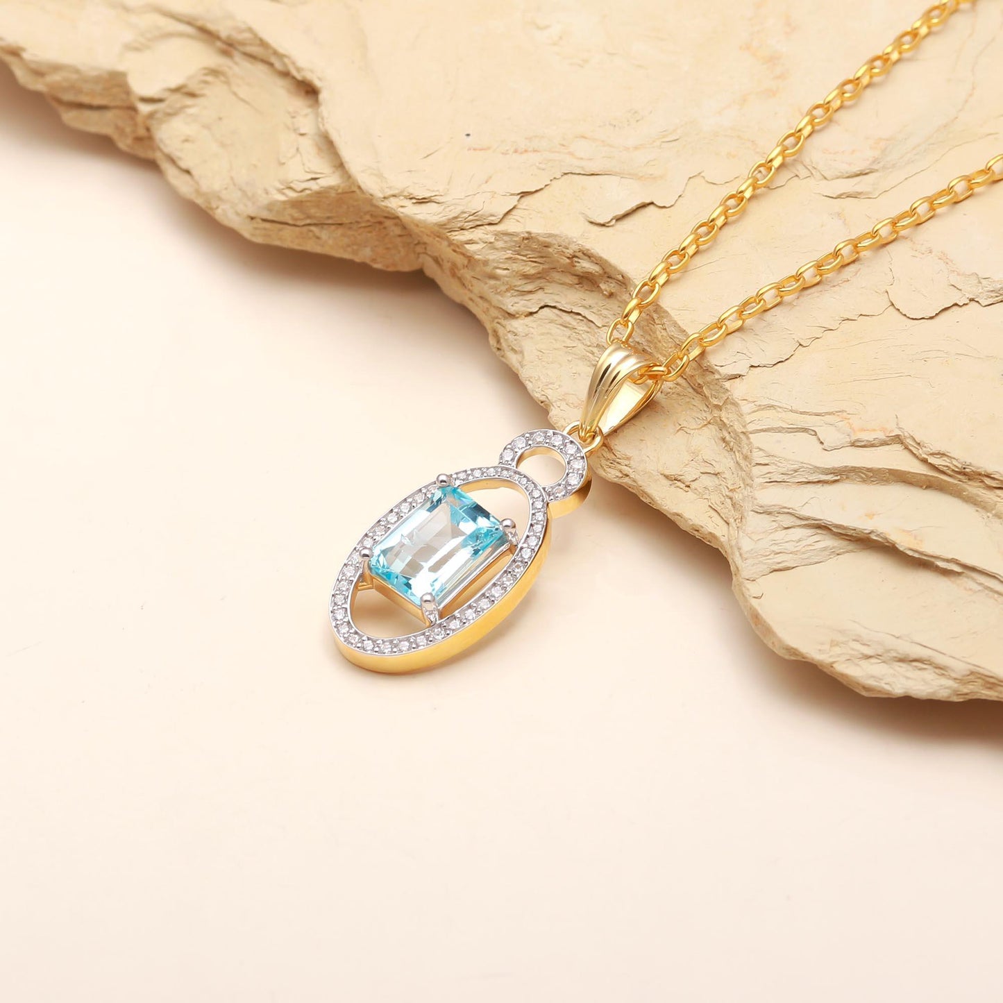 Radiant Blue Topaz Pendant